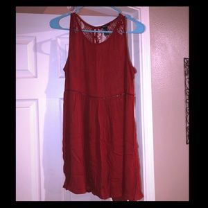 Mini red dress with lace back.